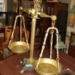 antique restoration | brass scale | marble base | before
