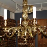 brass chandelier | candle covers | polish lacquer | re-wire