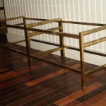 brass table base | polished nickel | restore | before