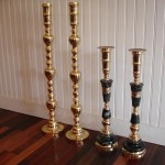 brass candlesticks | polish lacquer | restore | after